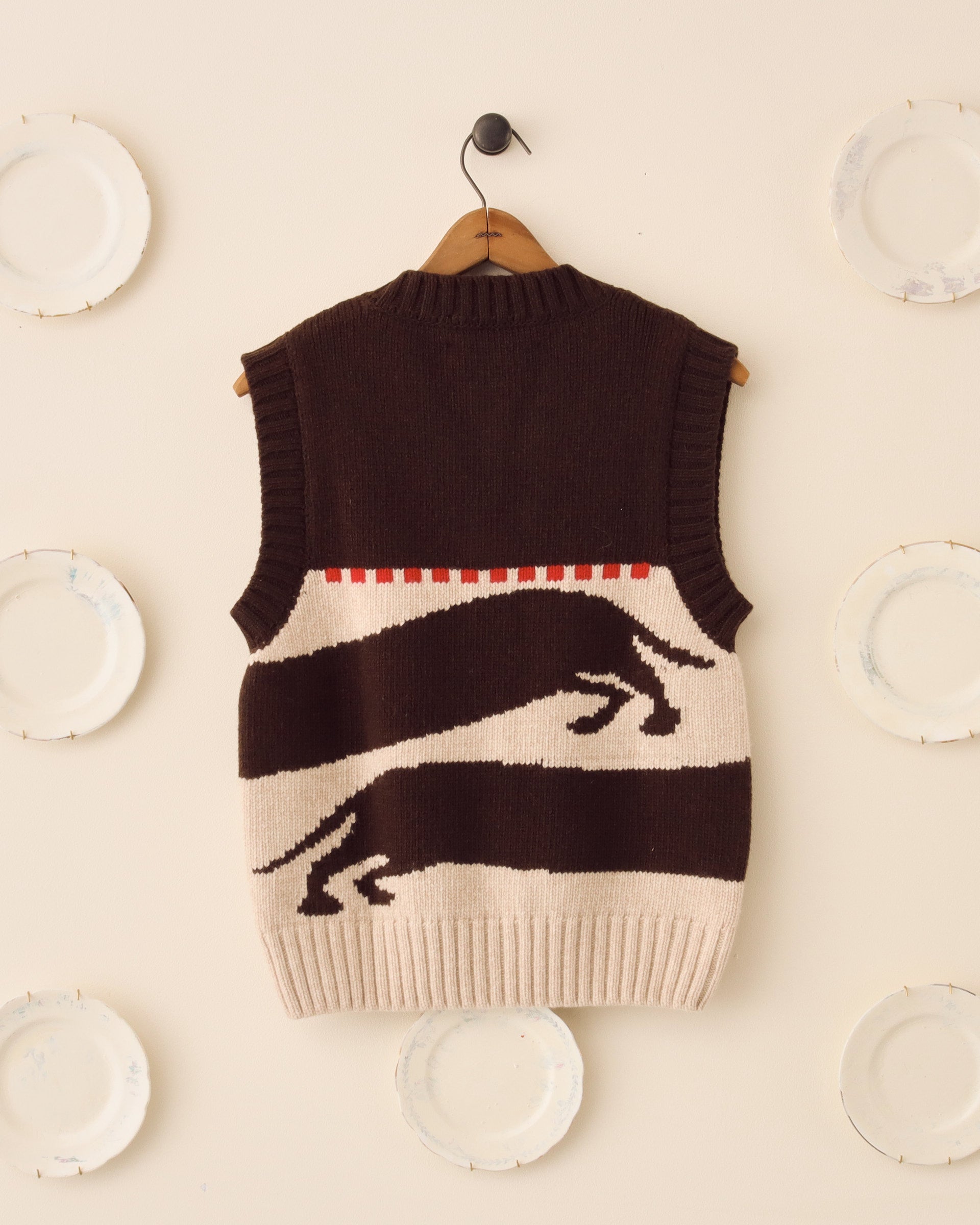 'Harold' Sweater Vest - Brown/Ecru