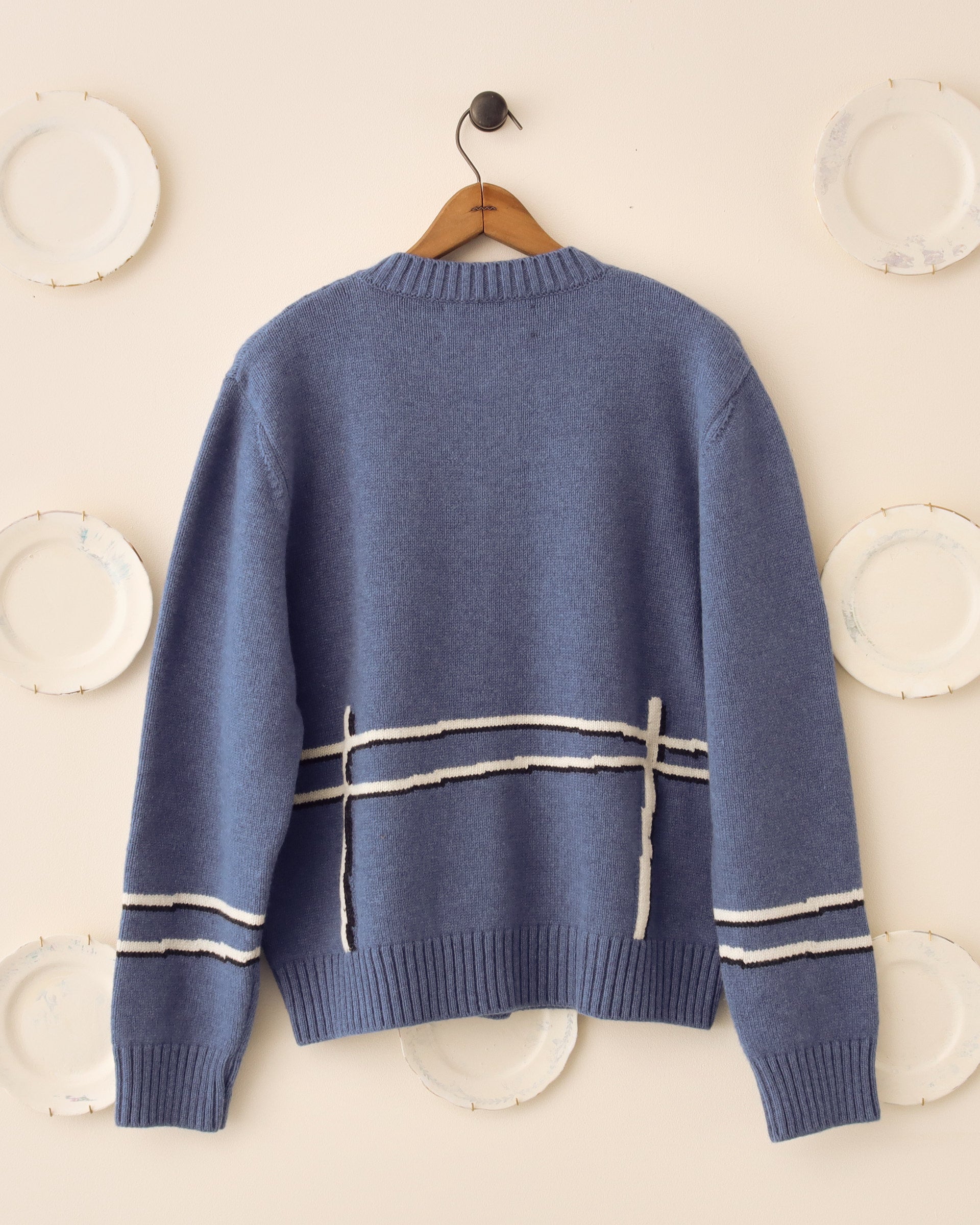 'Cyril' Lamb Motif Cardigan - Blue