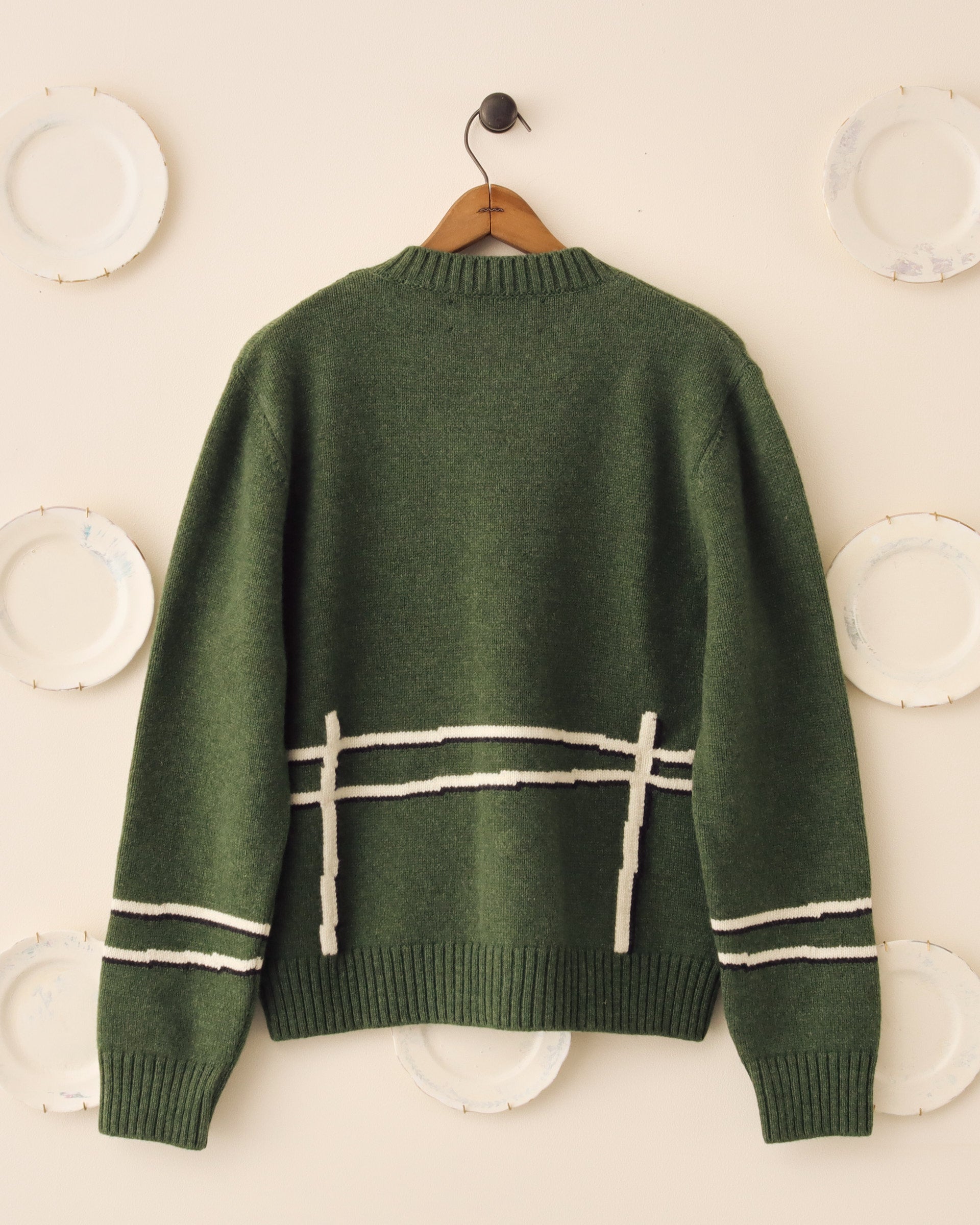 'Cyril' Lamb Motif Cardigan - Green