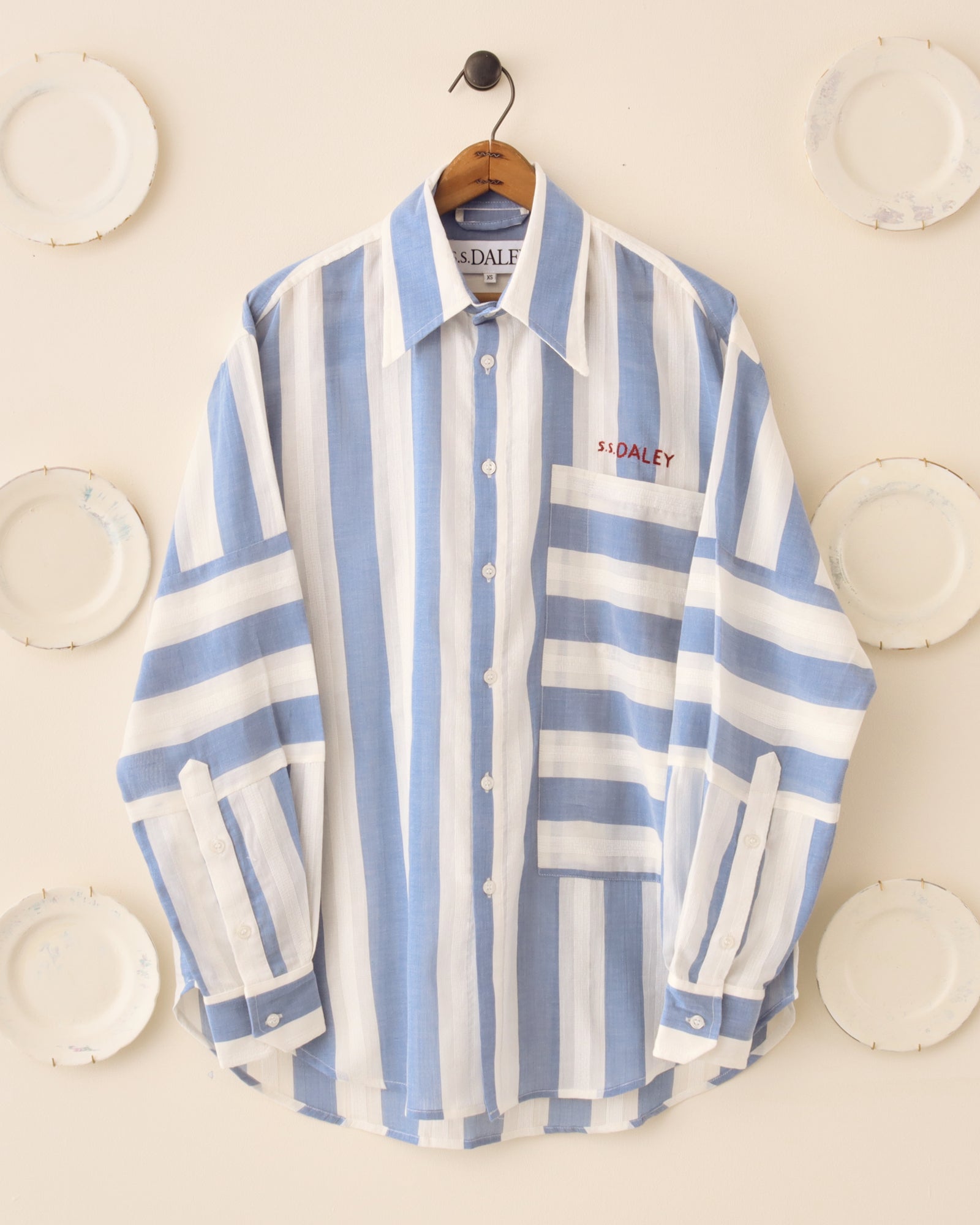 'Denton' Long Sleeve Shirt - Blue/White