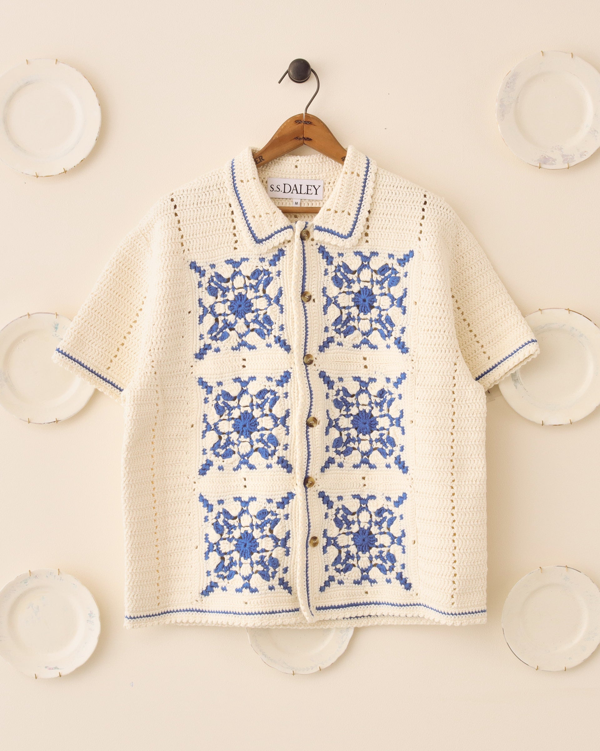 Abel Crochet Shirt Blue