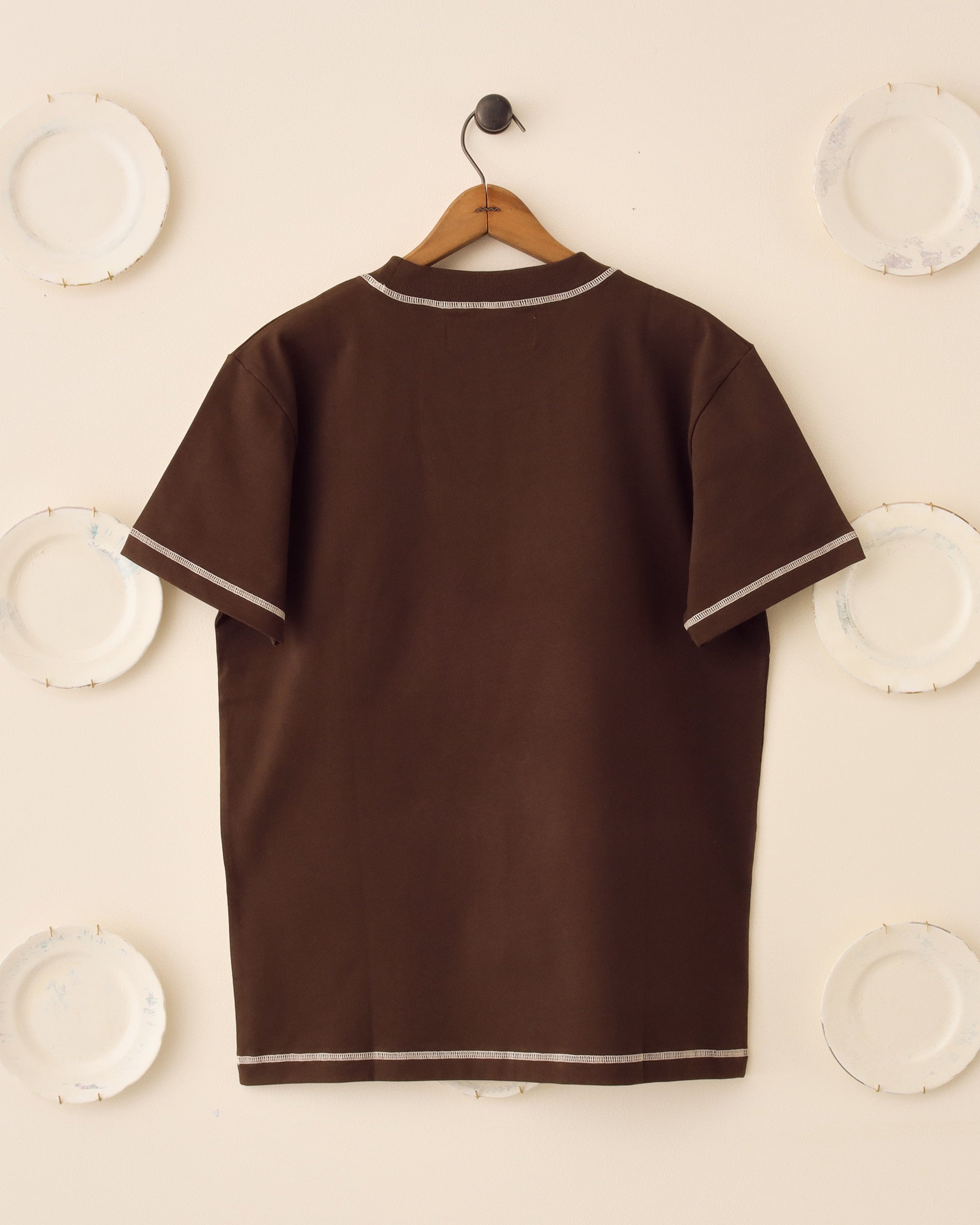 Basil Cross-stitch T-Shirt Brown