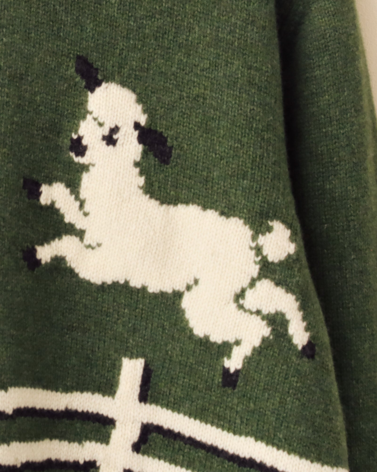 'Cyril' Lamb Motif Cardigan - Green