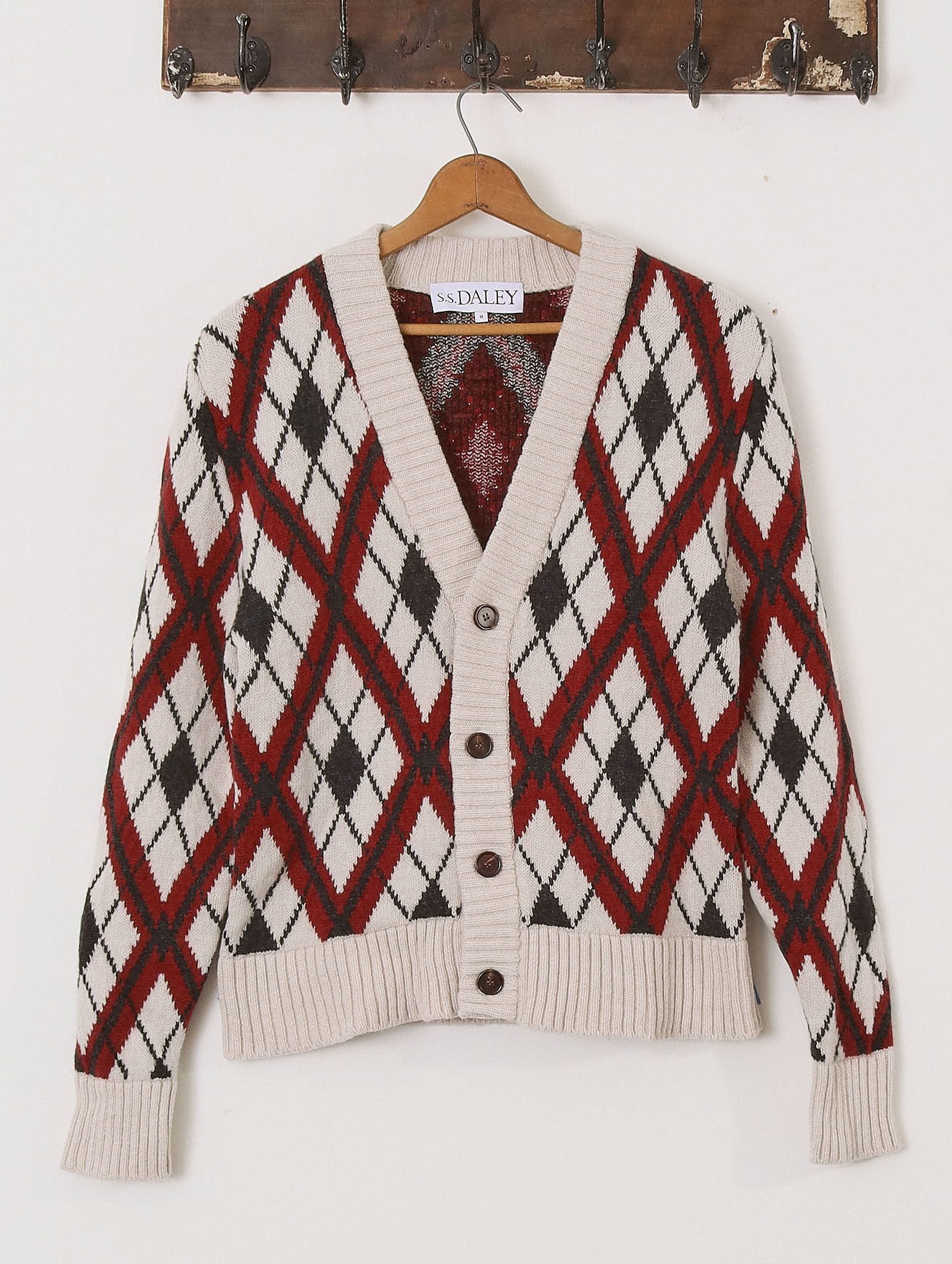 'Ellison' Argyle Cardigan - Red - Archival Sale