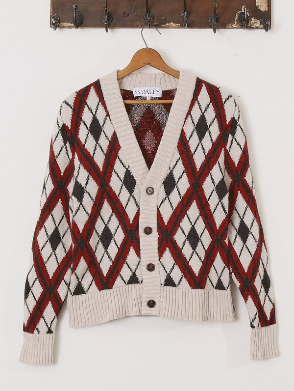 'Ellison' Argyle Cardigan - Red - Archival Sale