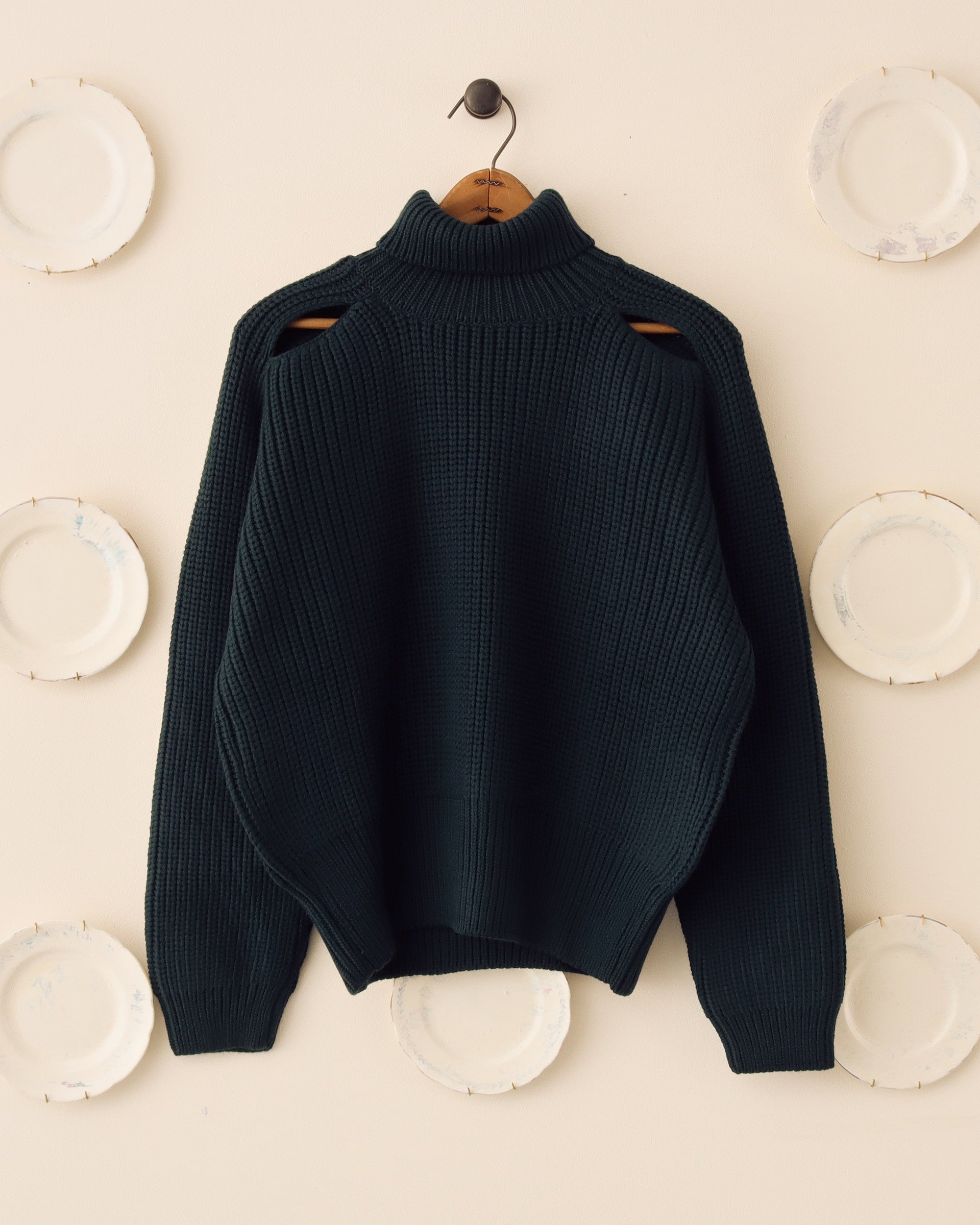 Charlton Slash Shoulder Sweater - Phthalo Green