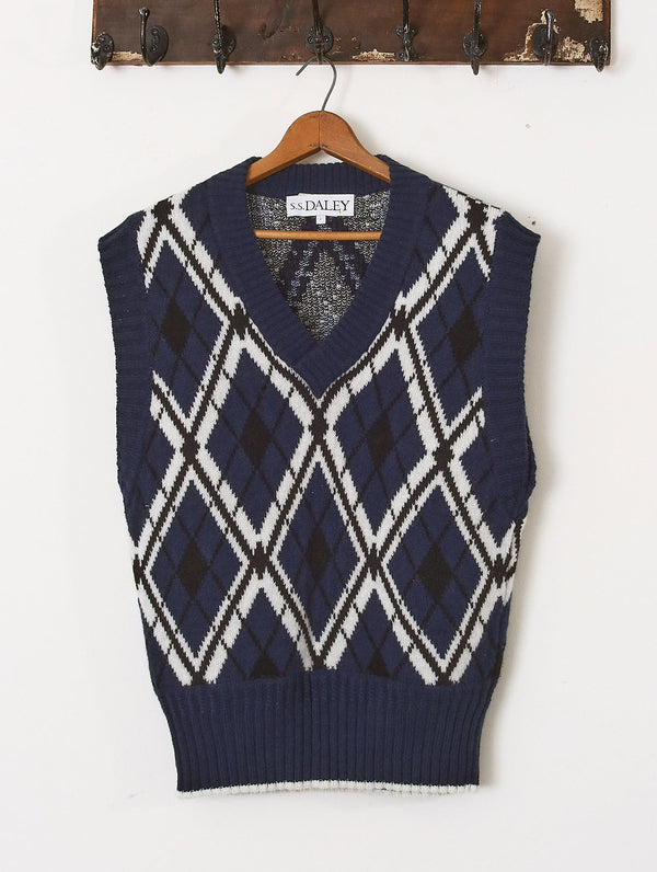 'Francis' Jacquard Vest - Navy -  Archival Sale