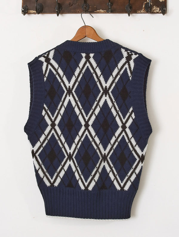 'Francis' Jacquard Vest - Navy -  Archival Sale alternate view
