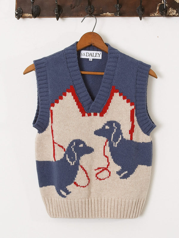 'Harold' Sweater Vest - Blue/Ecru - Archival Sale