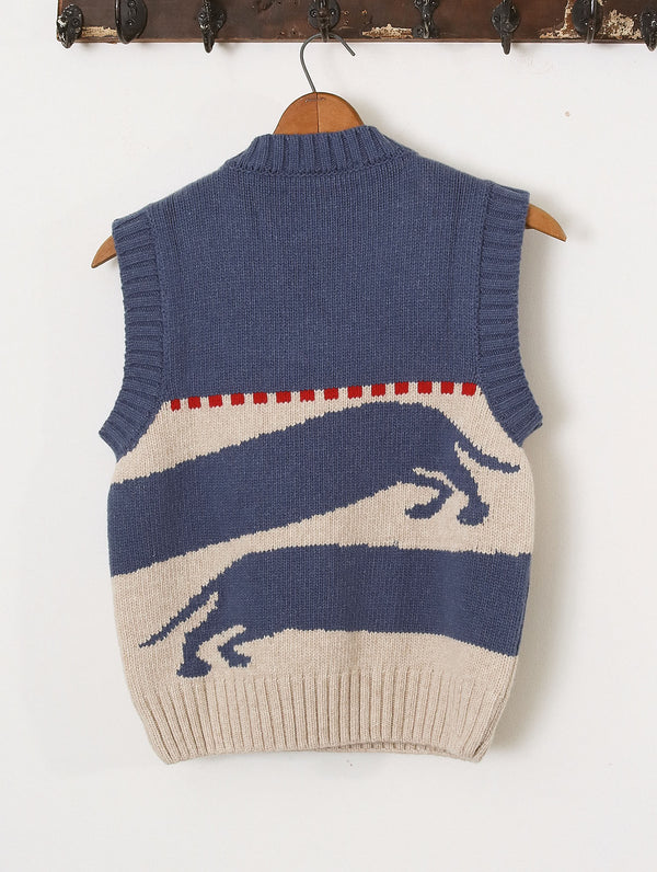 'Harold' Sweater Vest - Blue/Ecru - Archival Sale alternate view