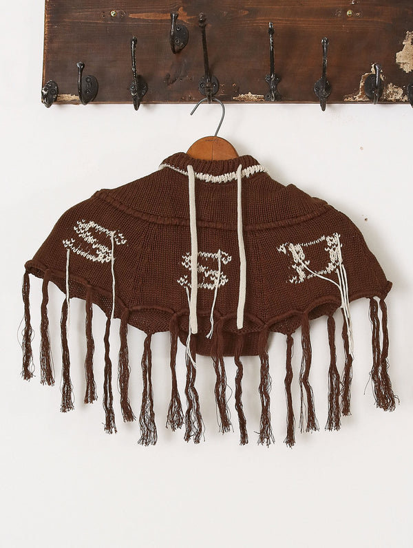 'Jimin' Knit Hood - Brown & Ecru - Archival Sale