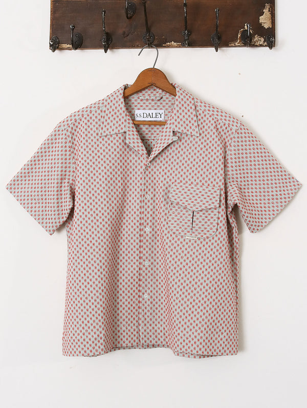 Turing' Blue and Coral Checked Print Shirt- Archival Sale
