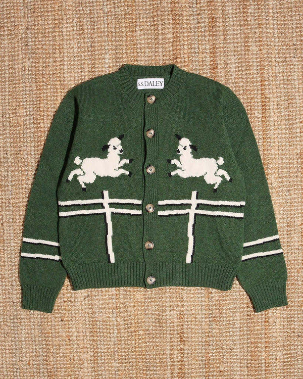 Cyril' Lamb Motif Cardigan - Green alternate view