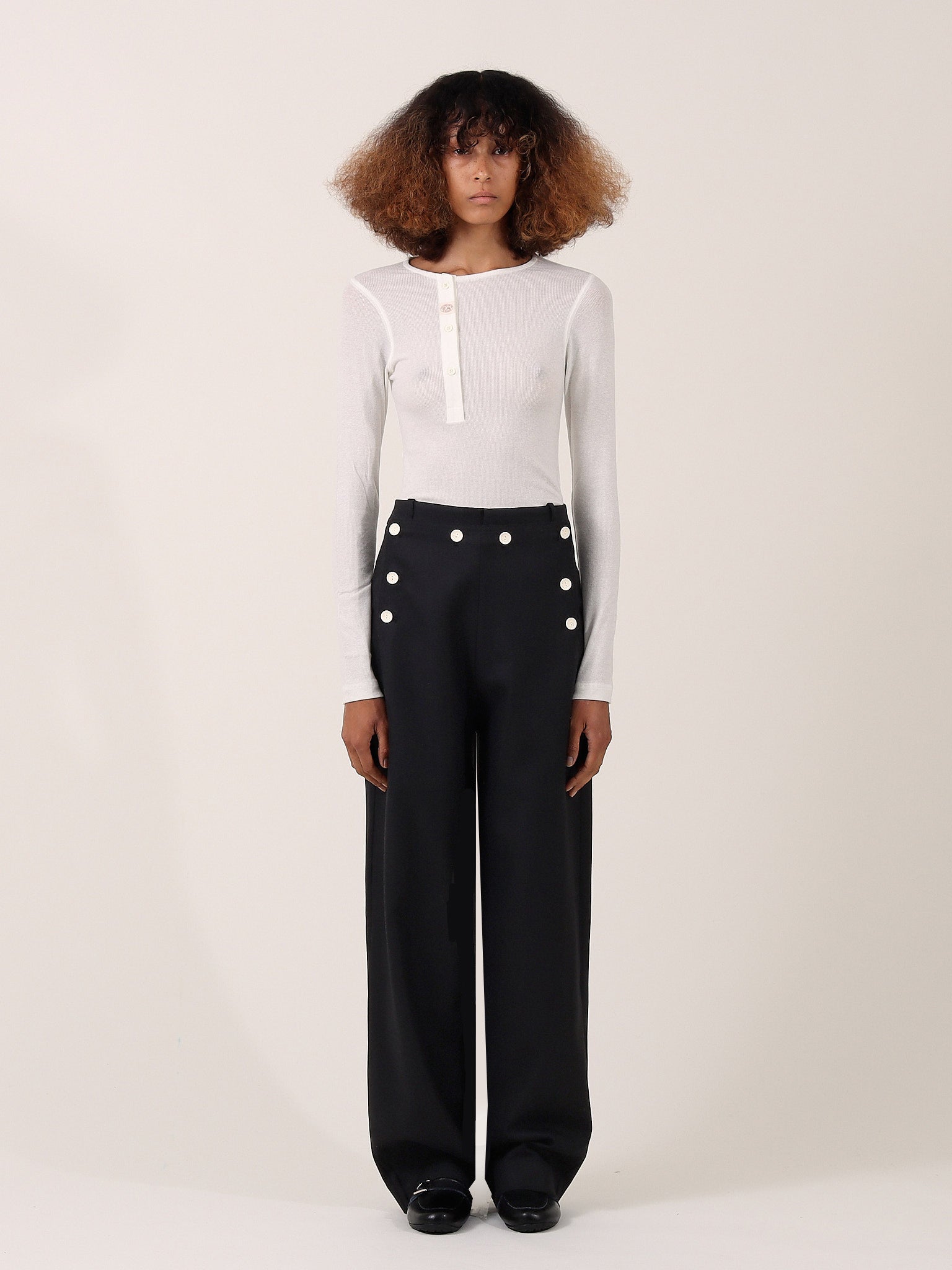 Mariner Buttoned Trousers — Black