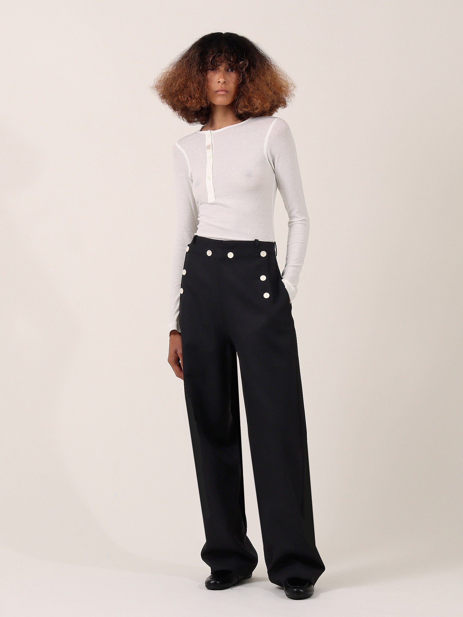 Mariner Buttoned Trousers — Black