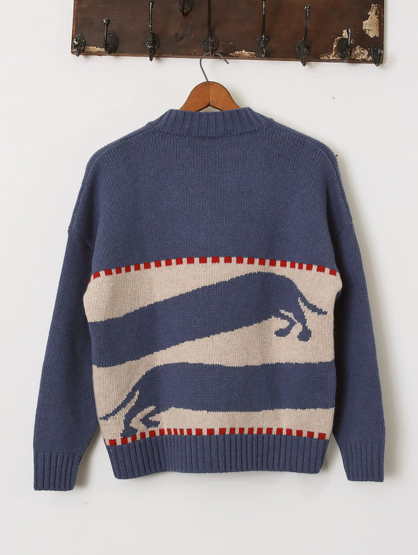 'Harold' V-Neck Sweater - Blue/Ecru - Archival Sale alternate view