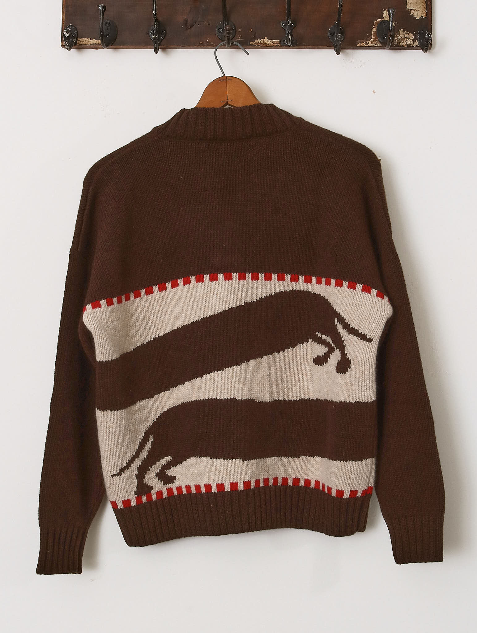 'Harold' V-Neck Sweater - Brown/Ecru - Archival Sale