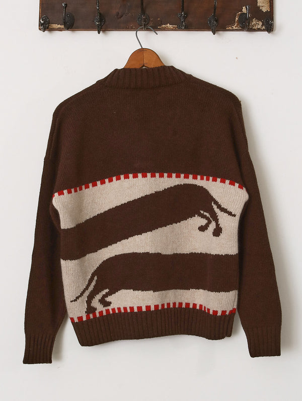 'Harold' V-Neck Sweater - Brown/Ecru - Archival Sale alternate view