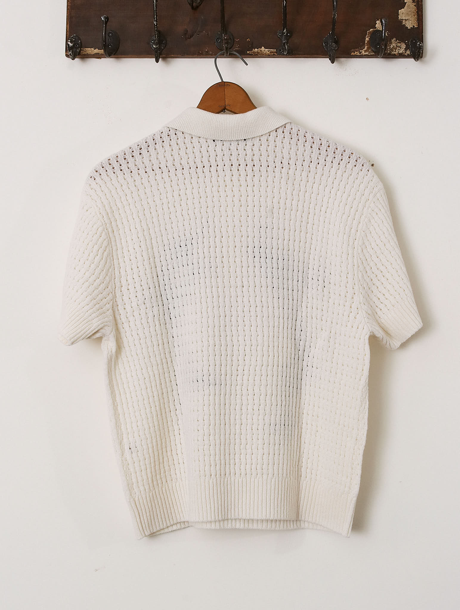 'Delius' Hare Knitted Polo - Ecru / Navy - Archival Sale