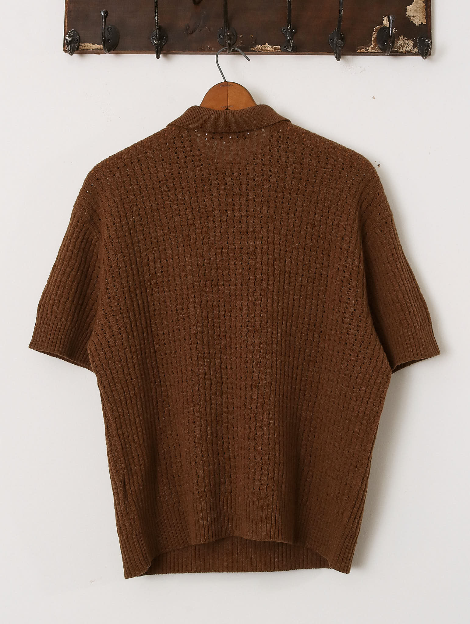 'Delius' Hare Knitted Polo - Ecru / Coffee - Archival Sale