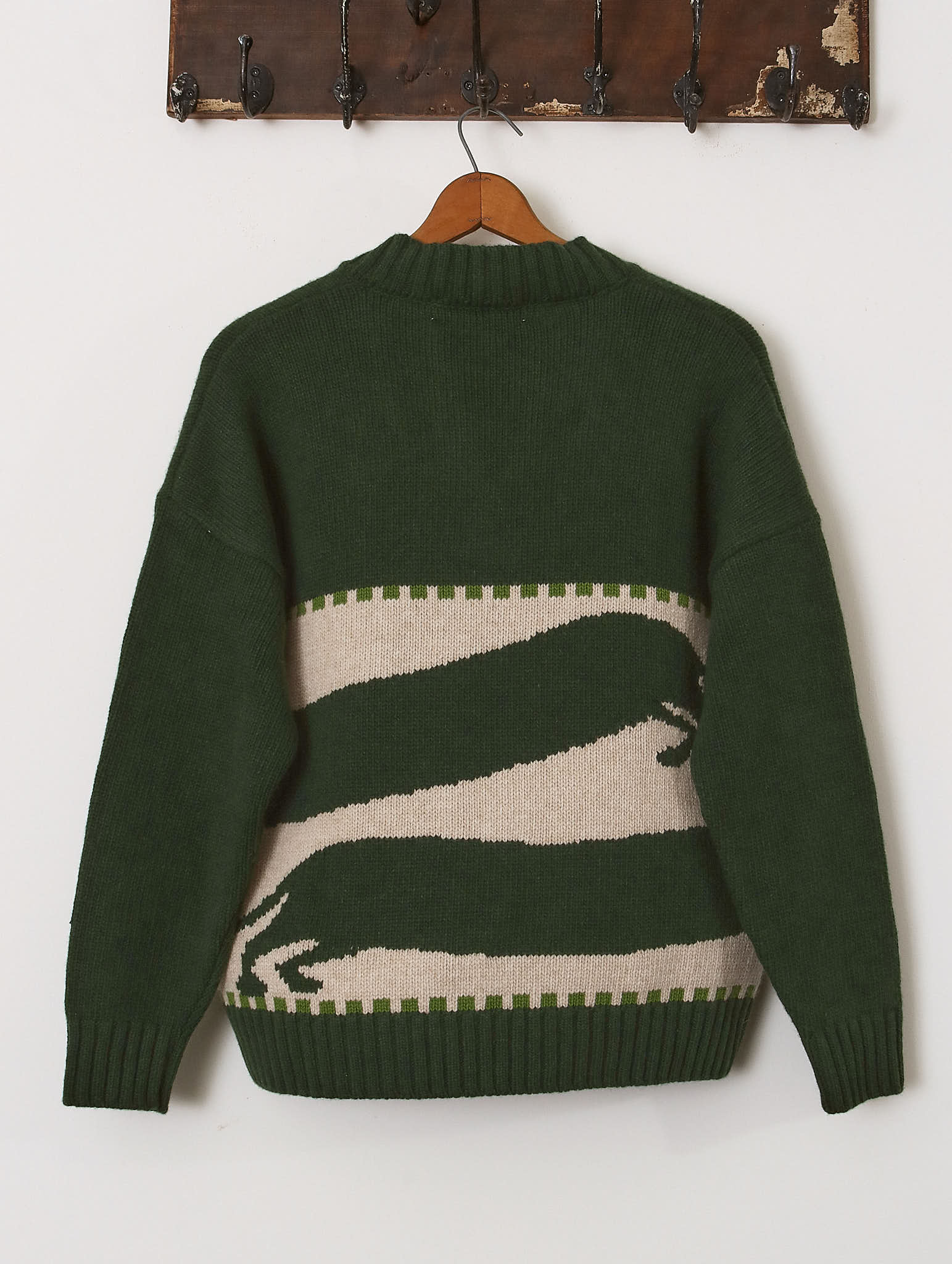 'Harold' V-Neck Sweater - Olive/Ecru - Archival Sale