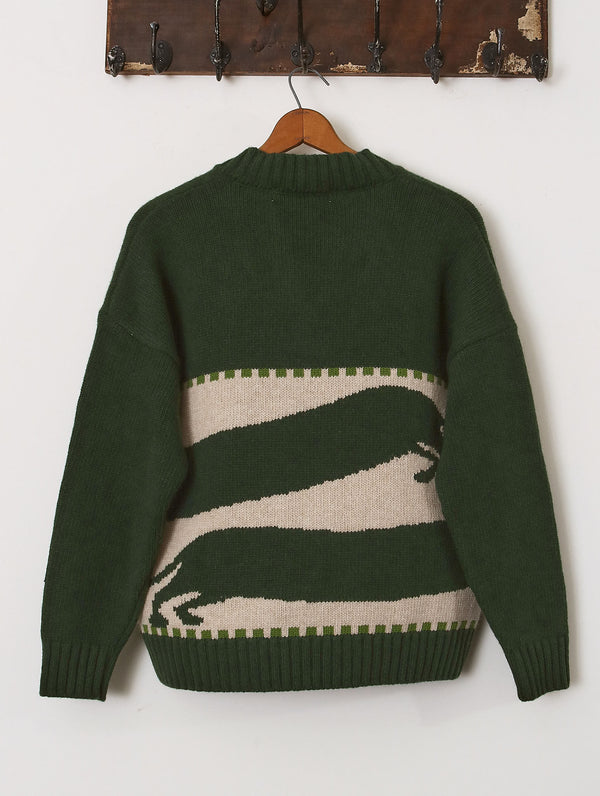 'Harold' V-Neck Sweater - Olive/Ecru - Archival Sale alternate view
