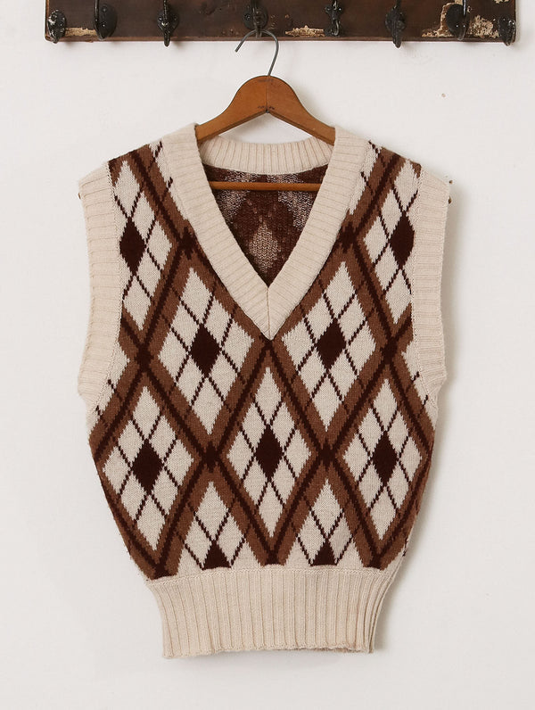 'Jupp' Diamond Vest - Ecru -  Archival Sale