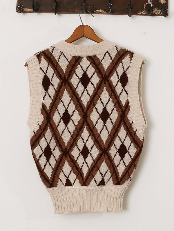 'Jupp' Diamond Vest - Ecru -  Archival Sale alternate view