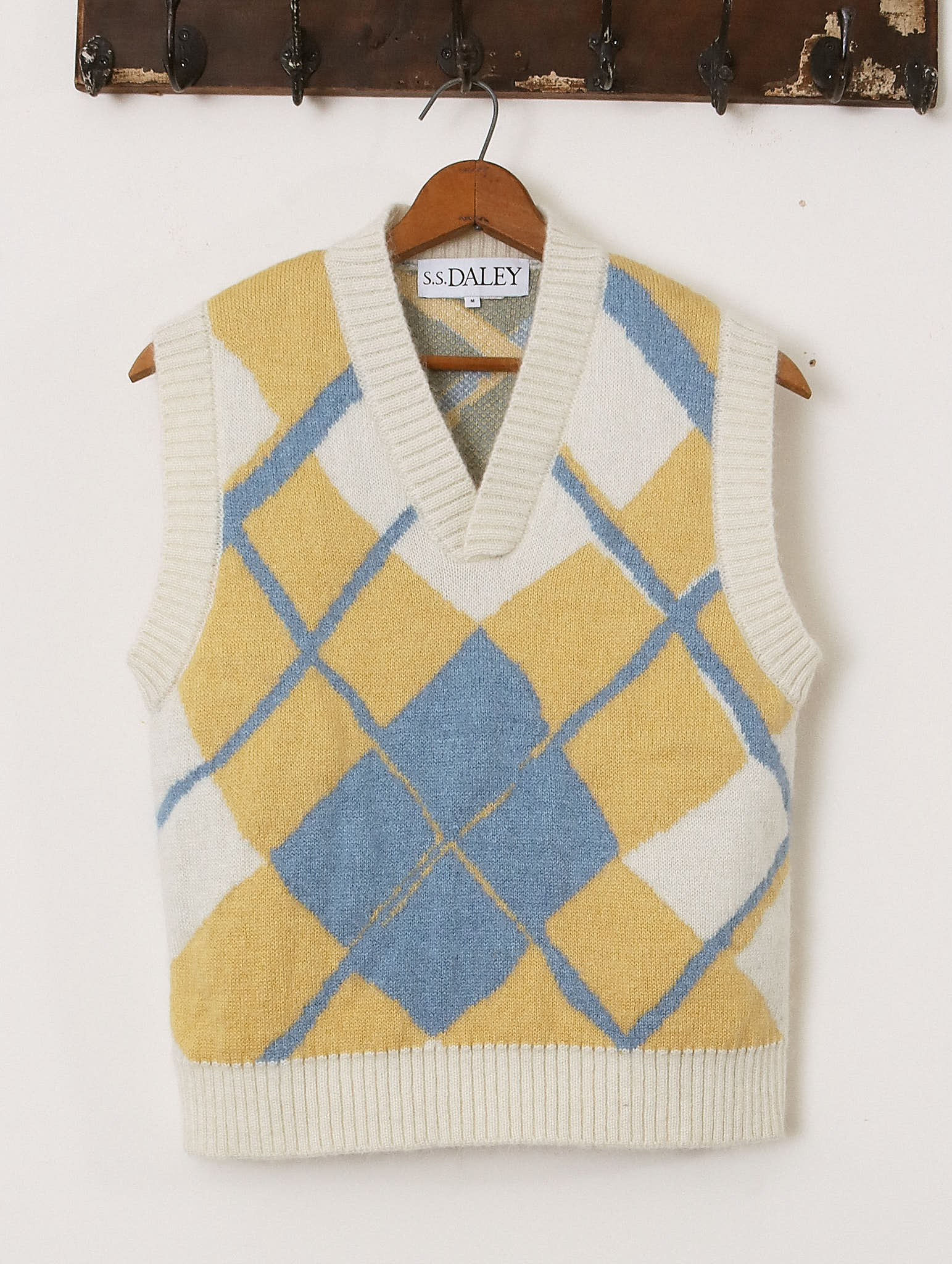'Thomas' Wobbly Argyle Vest - Yellow -  Archival Sale