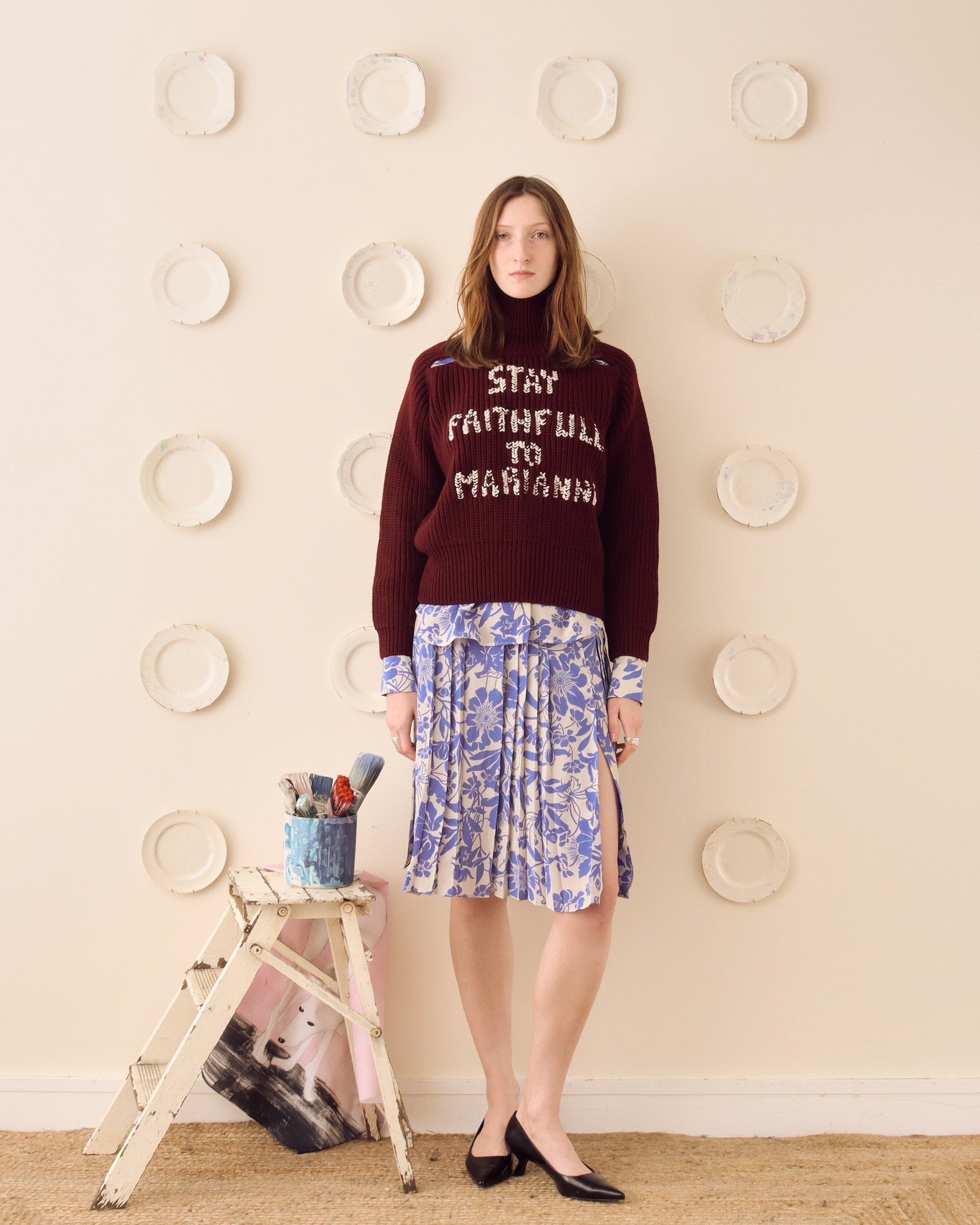 'Stay Faithfull to Marianne' Sweater- Burgundy