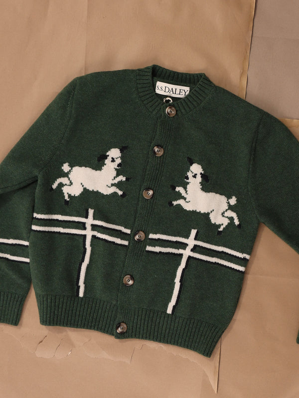 Cyril' Lamb Motif Cardigan - Green