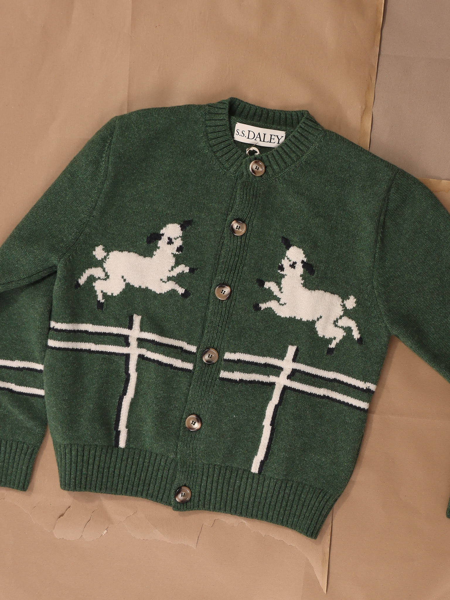 Cyril' Lamb Motif Cardigan - Green — S.S.DALEY