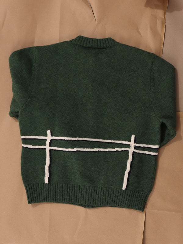 Cyril' Lamb Motif Cardigan - Green alternate view