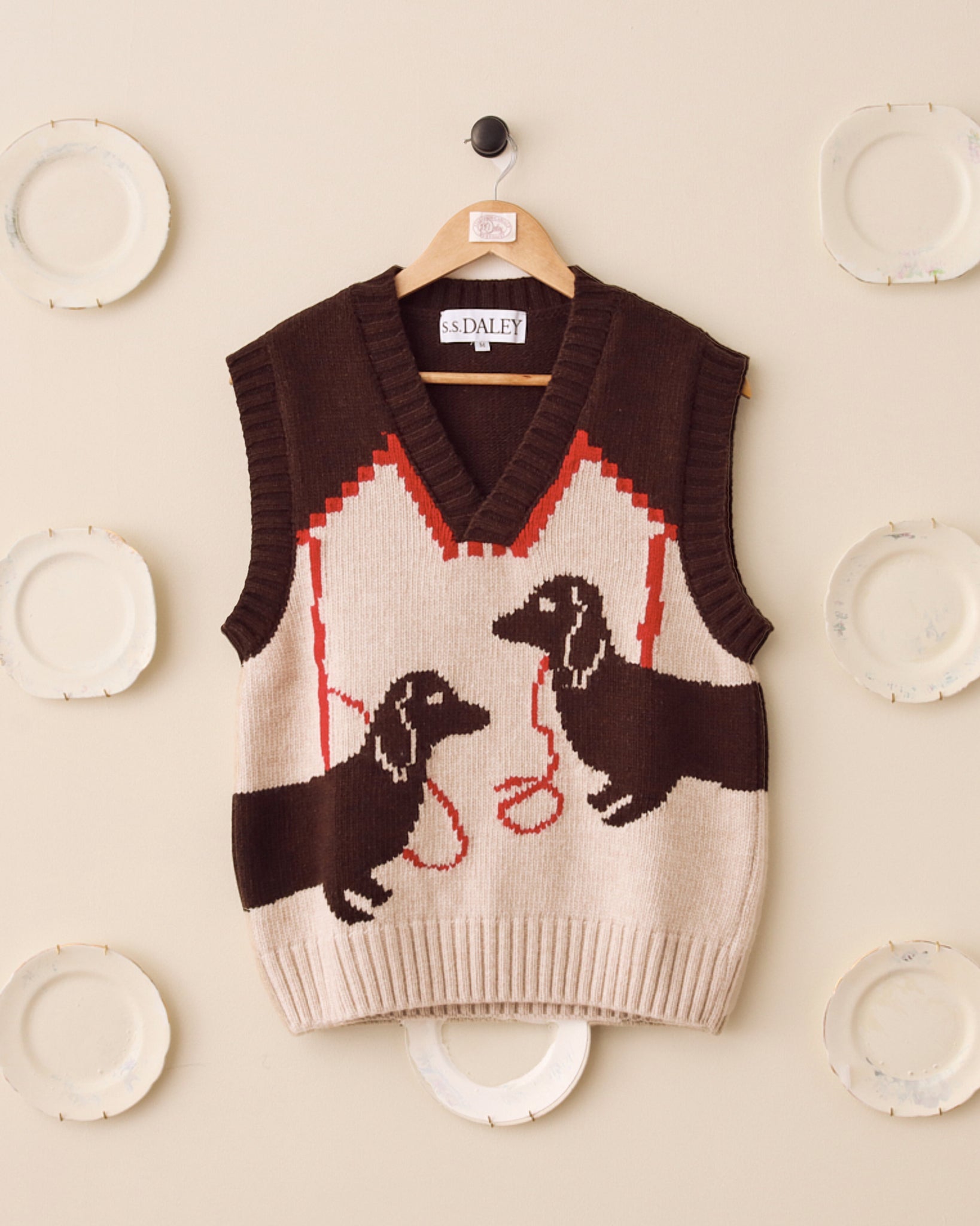 'Harold' Sweater Vest - Brown/Ecru